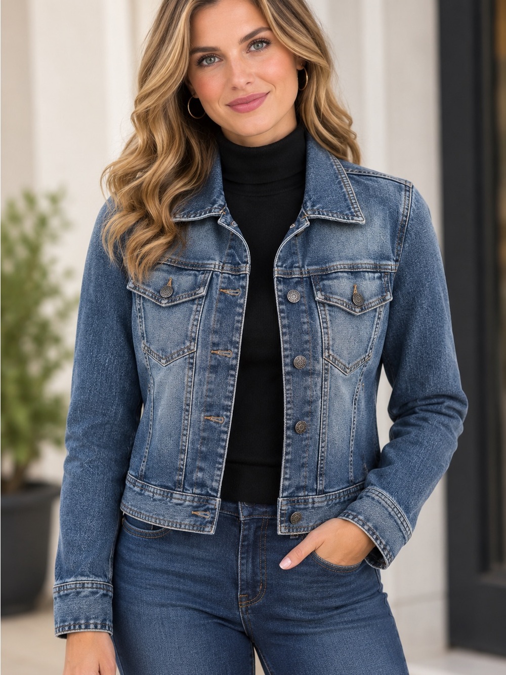 The Limited Blue Denim Jean Jacket - Women's Medium Wash